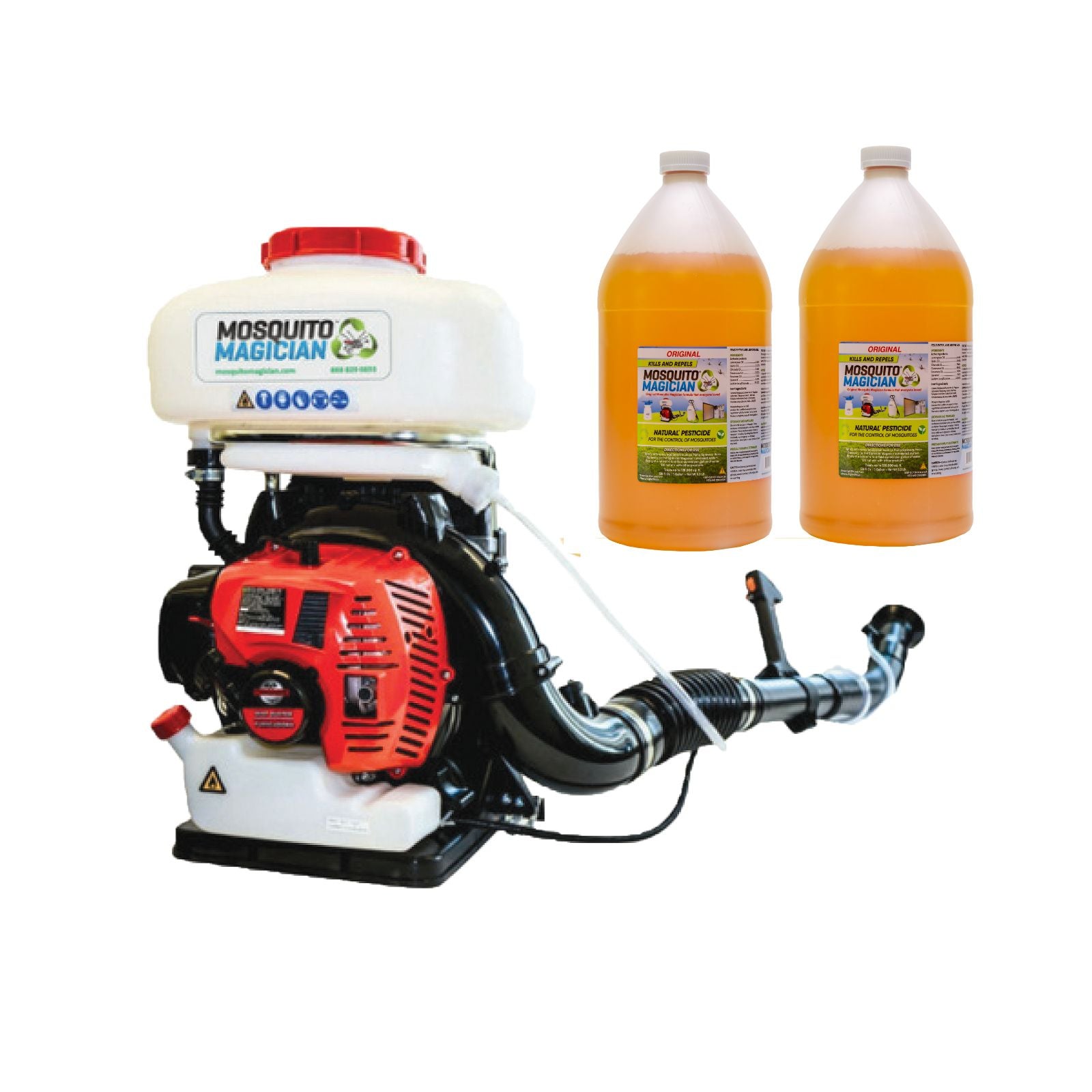 Gas Powered Backpack Fogger + 2 Gallons Mosquito Killer & Repellent Combo