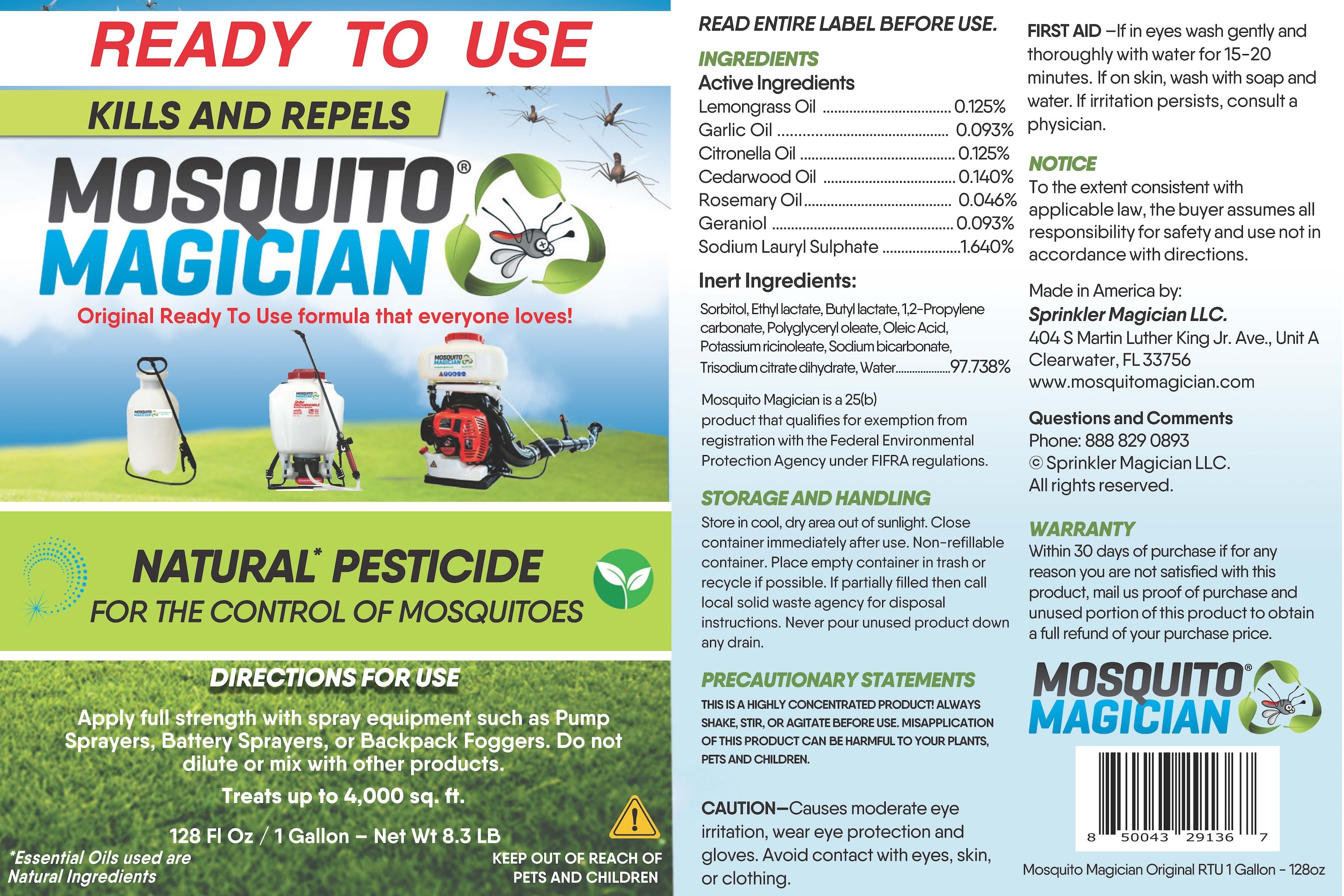 Battery Sprayer with 2 Gallons of Ready-to-Use Mosquito Killer & Repellent