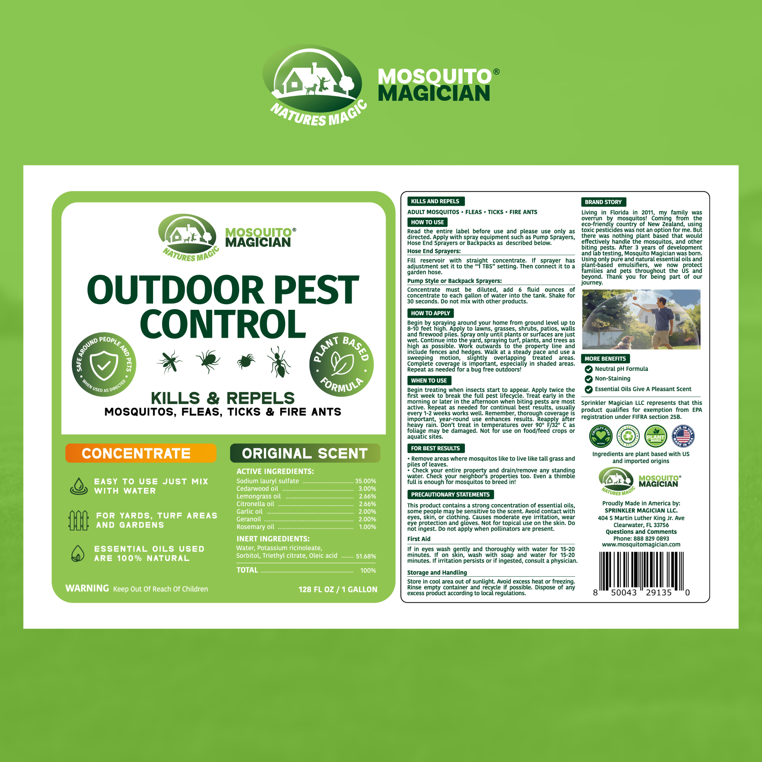 Battery Backpack Sprayer + 1 Gallon Mosquito Killer & Repellent Combo