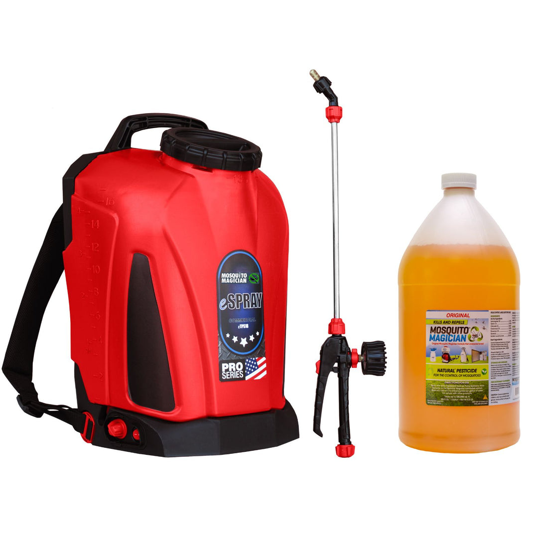 Electric Backpack Sprayer + 1 Gallon Mosquito Killer &amp; Repellent Combo