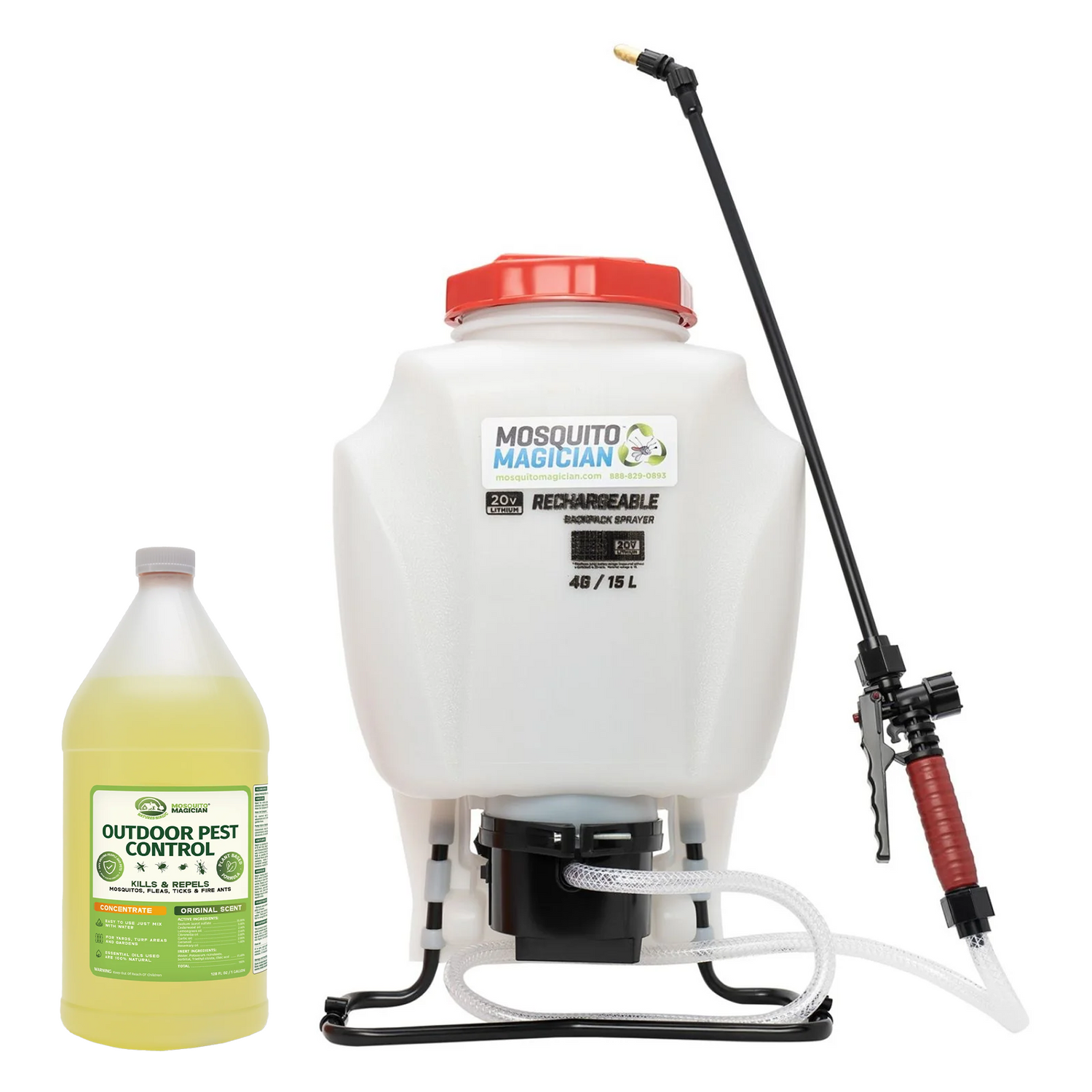 Battery Backpack Sprayer + 1 Gallon Mosquito Killer &amp; Repellent Combo