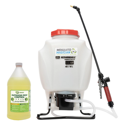 Battery Backpack Sprayer + 1 Gallon Mosquito Killer &amp; Repellent Combo