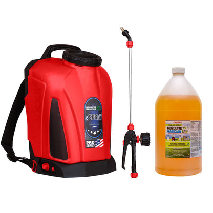 Electric Backpack Sprayer + 1 Gallon Mosquito Killer &amp; Repellent Combo